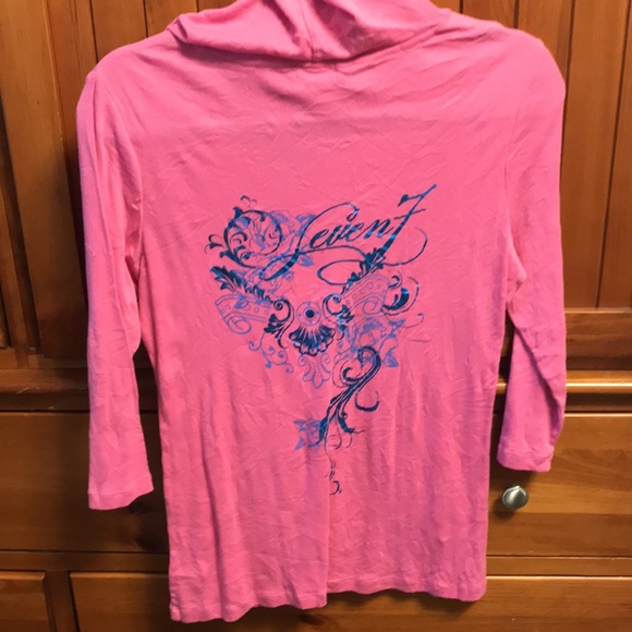 Pink size large Ladies hooded seven shirt. - Picture 3 of 4